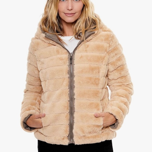 Be Boundless Women’s Water Resistant Faux Fur Jacket Knit Reversible Medium - Picture 6 of 11